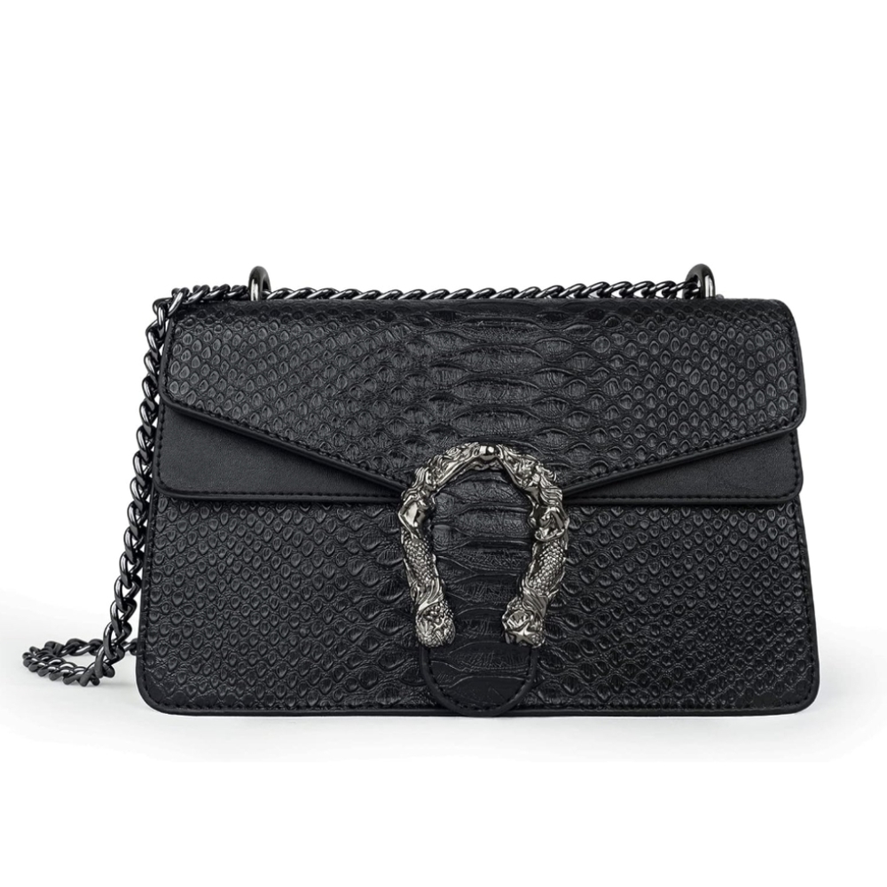 Black Snake Print Handbag